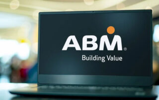ABM logo on laptop screen