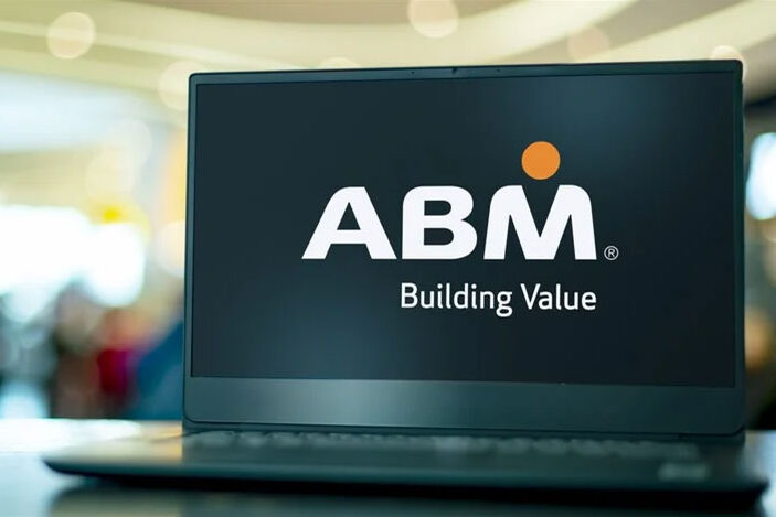 ABM logo on laptop screen